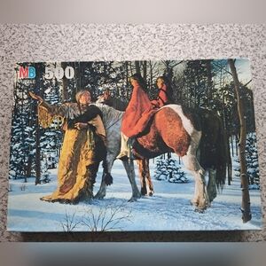 Vintage 1995 Milton Bradley Puzzle 4 Directions Frontier Days New Winter 500 Pcs